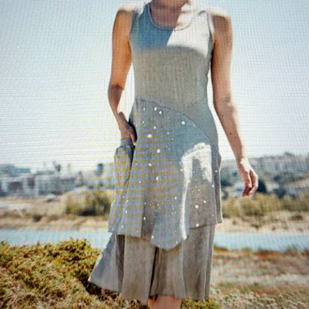 Inizio Italian Linen Sleeveless Tiered Flutter Dress
